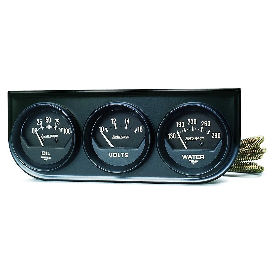 2348 – AUTO METER Gauge Oil Pressure/ Voltmeter/ Water Temperature, Includes 3 Analog Gauges: Mechanical Oil Pressure...